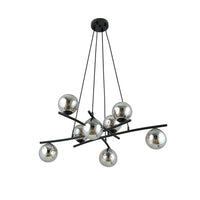 Lampadario Moderno Cadmo Acciaio Nero Grigio 8 Luci E14 Ip20