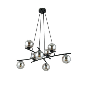 Lampadario Moderno Cadmo Acciaio Nero Grigio 8 Luci E14 Ip20