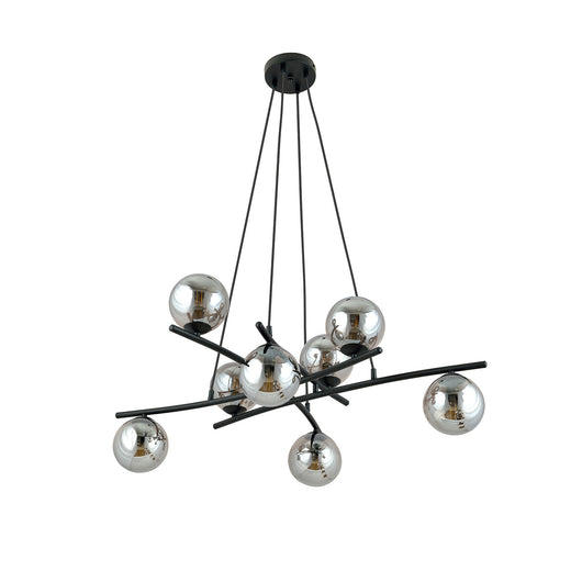 Lampadario Moderno Cadmo Acciaio Nero Grigio 8 Luci E14 Ip20
