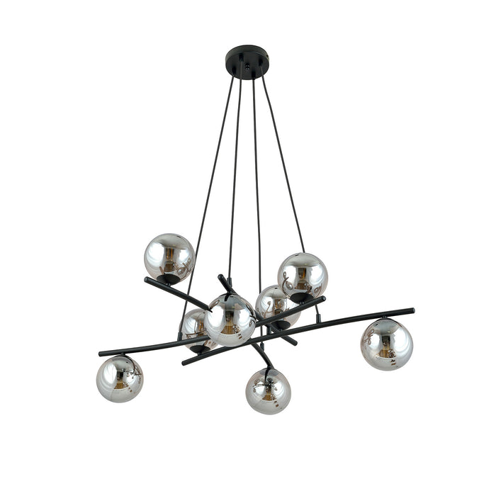Lampadario Moderno Cadmo Acciaio Nero Grigio 8 Luci E14 Ip20