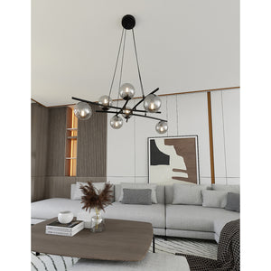 Lampadario Moderno Cadmo Acciaio Nero Grigio 8 Luci E14 Ip20