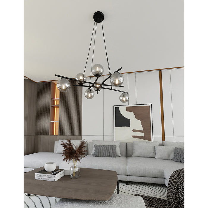 Lampadario Moderno Cadmo Acciaio Nero Grigio 8 Luci E14 Ip20