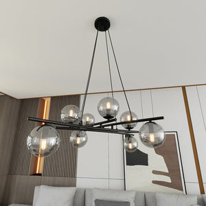 Lampadario Moderno Cadmo Acciaio Nero Grigio 8 Luci E14 Ip20