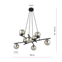Lampadario Moderno Cadmo Acciaio Nero Grigio 8 Luci E14 Ip20