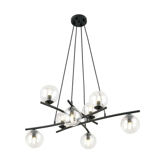Lampadario Moderno Cadmo Acciaio Nero Trasparente 8 Luci E14 Ip20