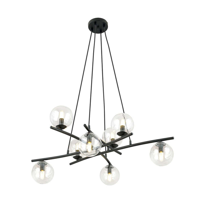 Lampadario Moderno Cadmo Acciaio Nero Trasparente 8 Luci E14 Ip20