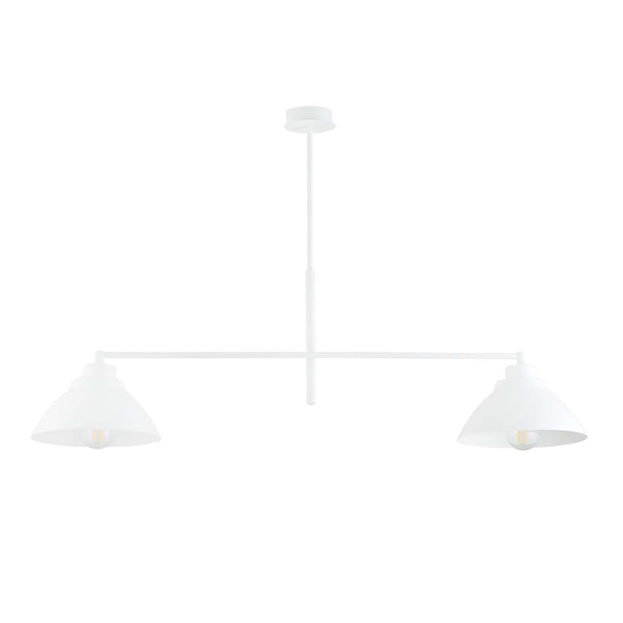 Lampadario Minimal Castore Acciaio Bianco 2 Luci E27 Ip20
