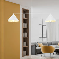 Lampadario Minimal Castore Acciaio Bianco 2 Luci E27 Ip20