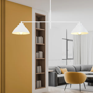Lampadario Minimal Castore Acciaio Bianco 2 Luci E27 Ip20