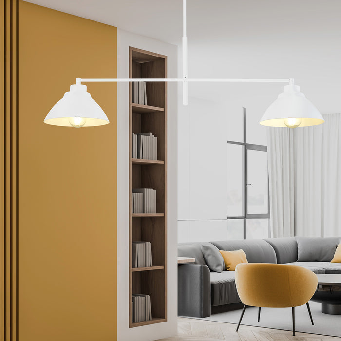 Lampadario Minimal Castore Acciaio Bianco 2 Luci E27 Ip20