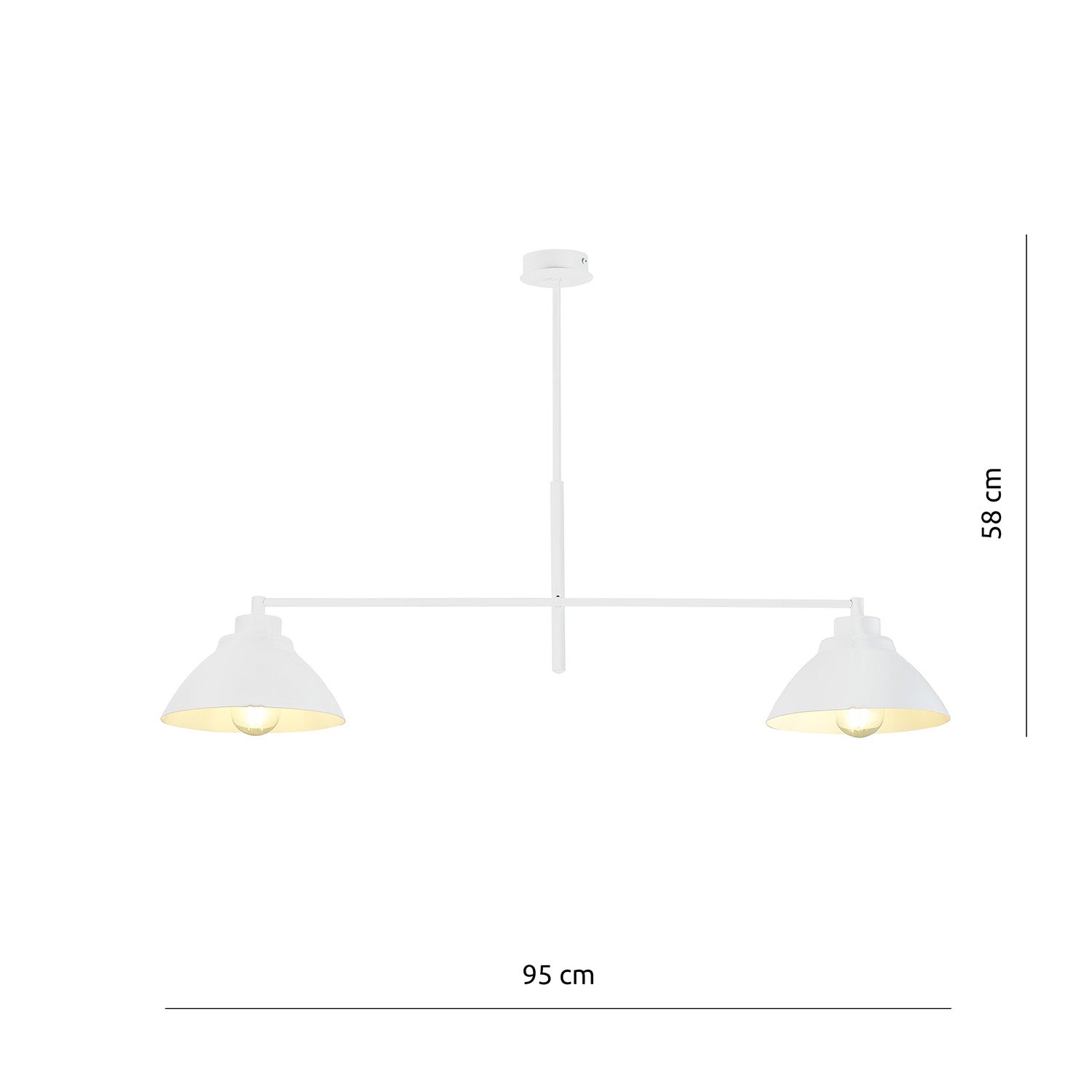 Lampadario Minimal Castore Acciaio Bianco 2 Luci E27 Ip20