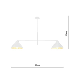 Lampadario Minimal Castore Acciaio Bianco 2 Luci E27 Ip20