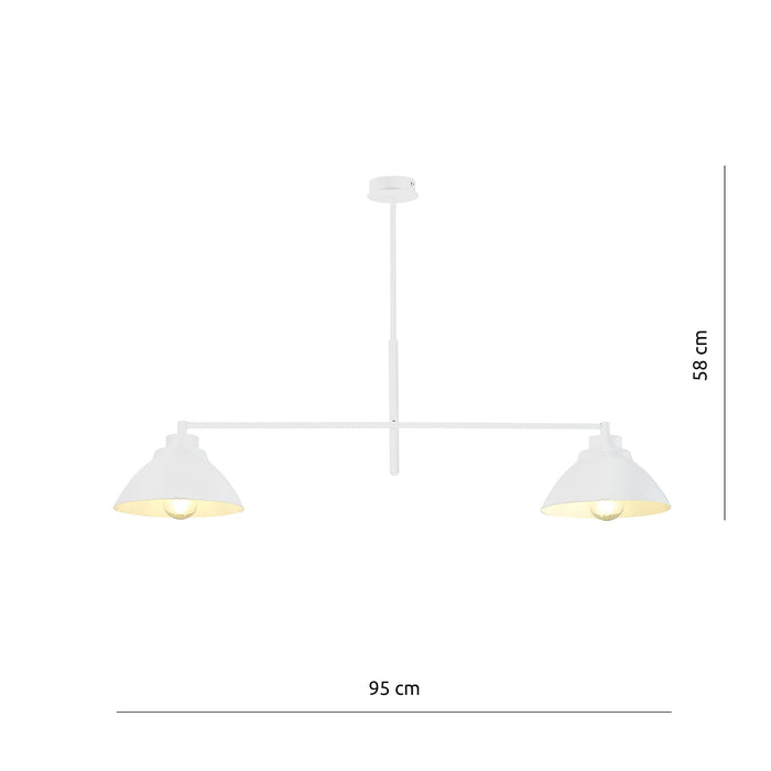 Lampadario Minimal Castore Acciaio Bianco 2 Luci E27 Ip20