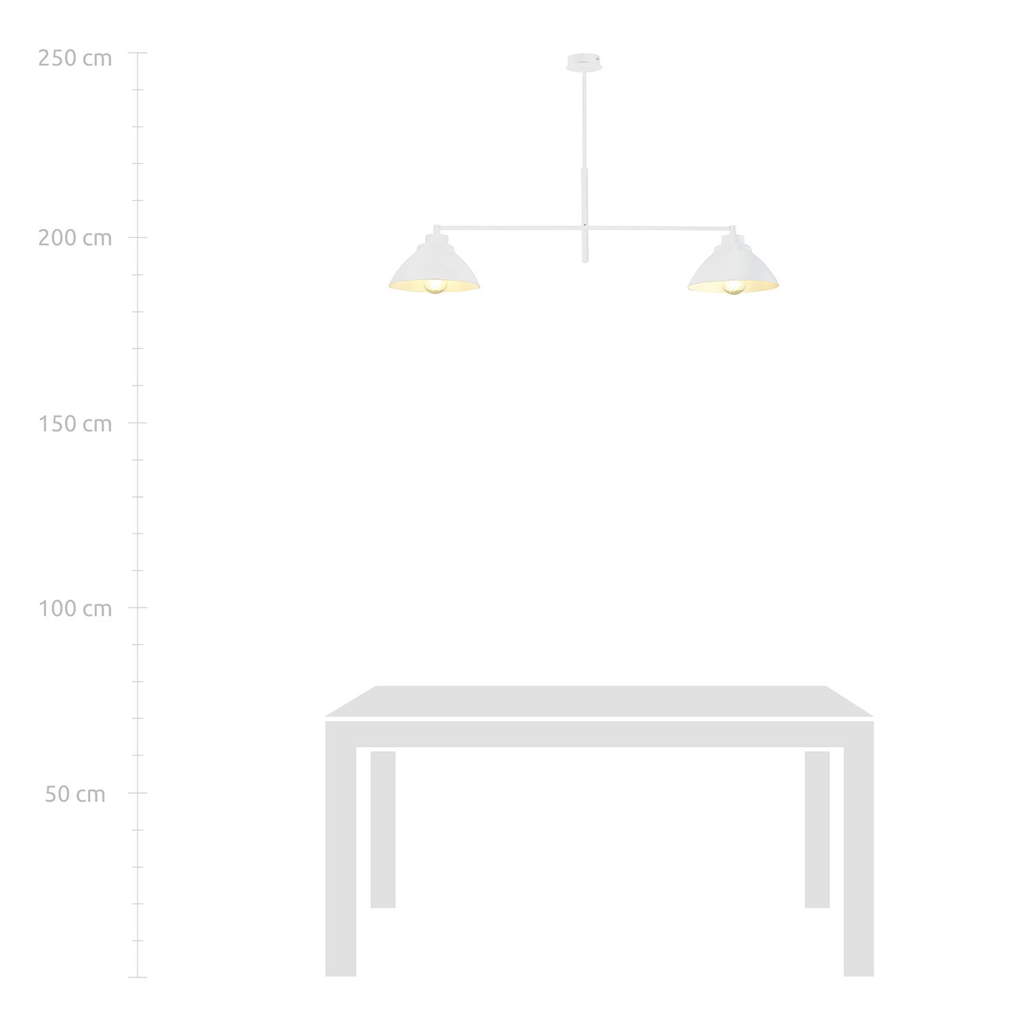 Lampadario Minimal Castore Acciaio Bianco 2 Luci E27 Ip20