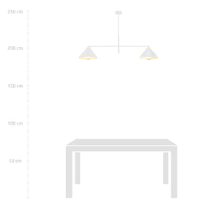 Lampadario Minimal Castore Acciaio Bianco 2 Luci E27 Ip20