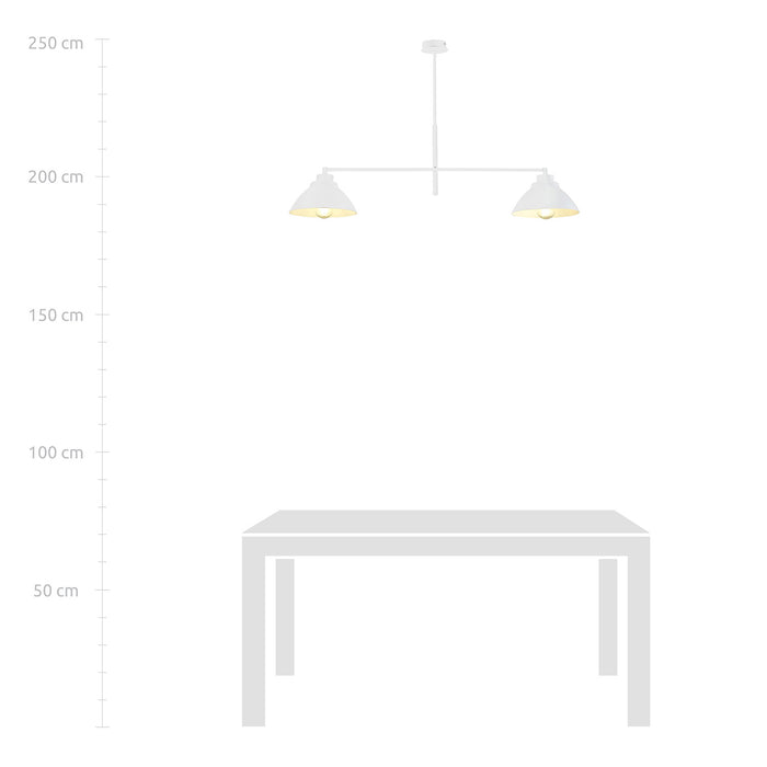 Lampadario Minimal Castore Acciaio Bianco 2 Luci E27 Ip20
