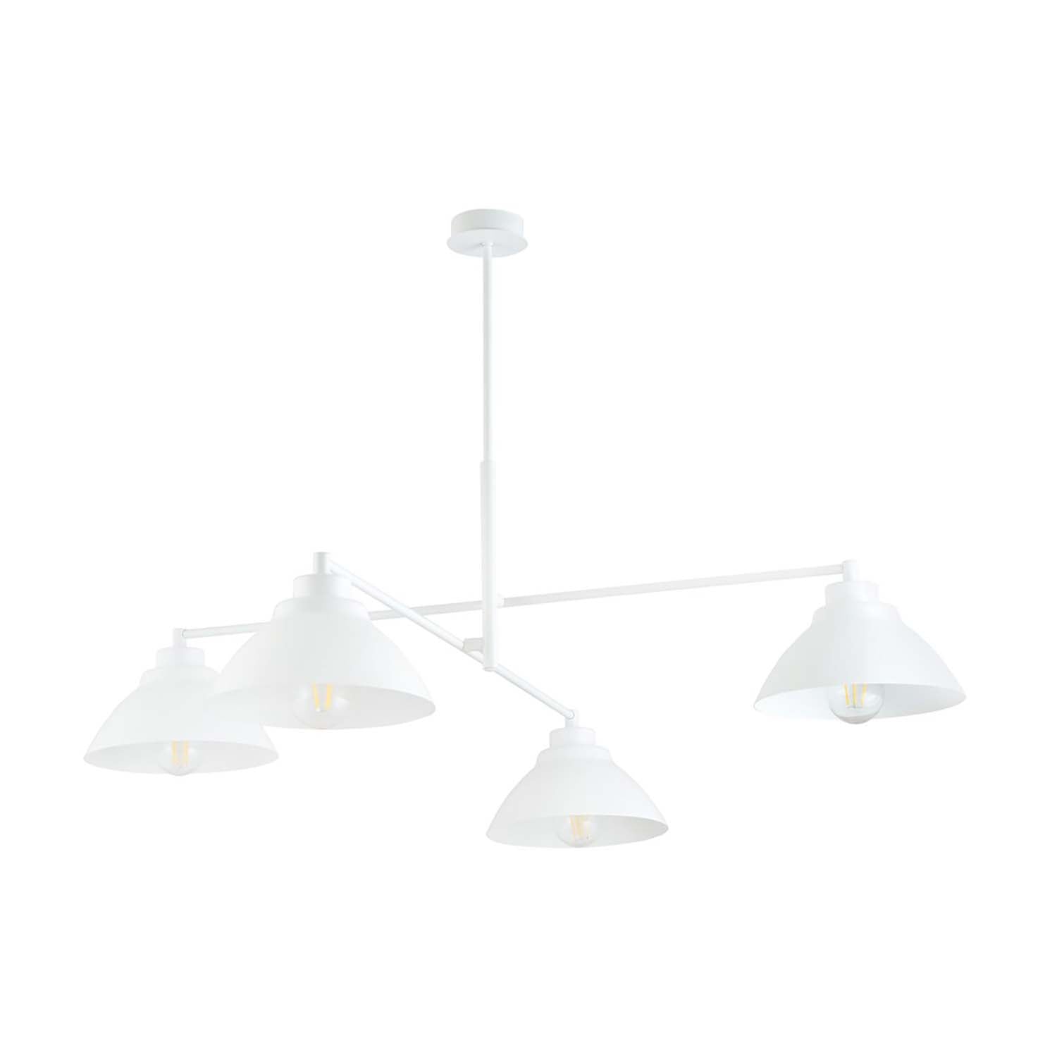Lampadario Minimal Castore Acciaio Bianco 4 Luci E27 Ip20