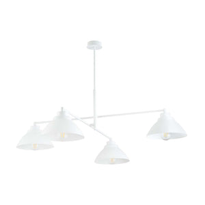 Lampadario Minimal Castore Acciaio Bianco 4 Luci E27 Ip20