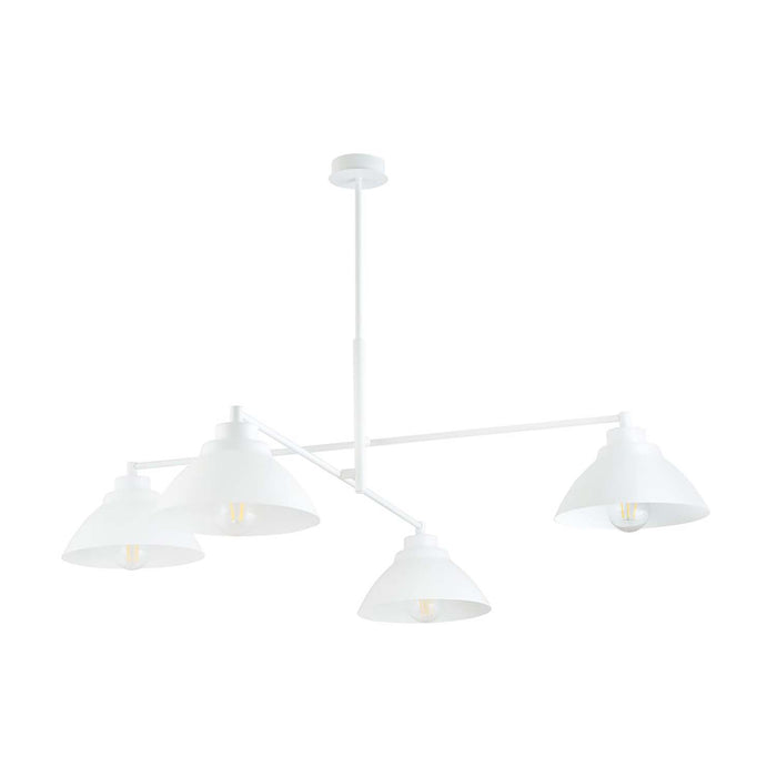 Lampadario Minimal Castore Acciaio Bianco 4 Luci E27 Ip20