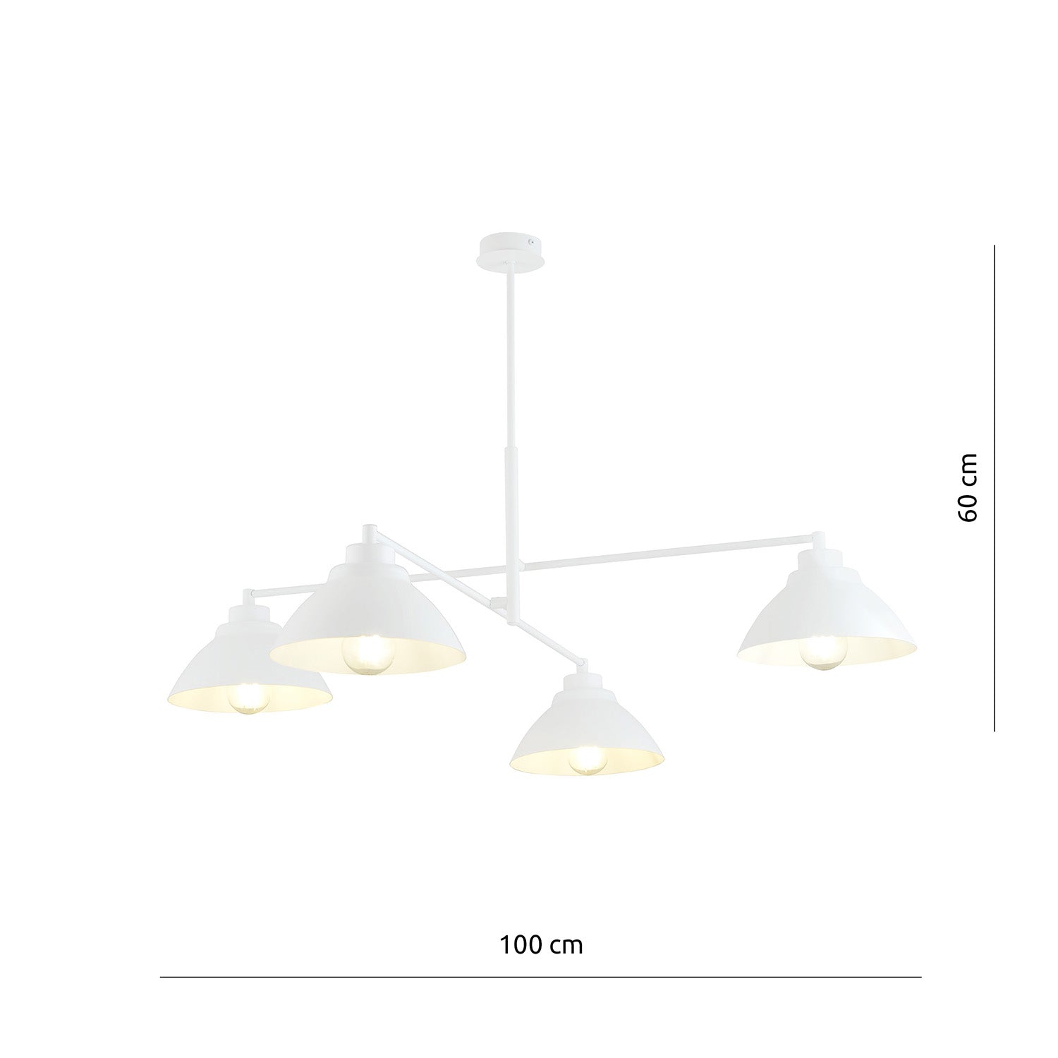 Lampadario Minimal Castore Acciaio Bianco 4 Luci E27 Ip20