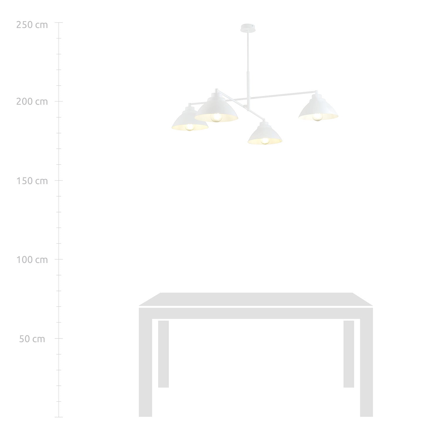 Lampadario Minimal Castore Acciaio Bianco 4 Luci E27 Ip20