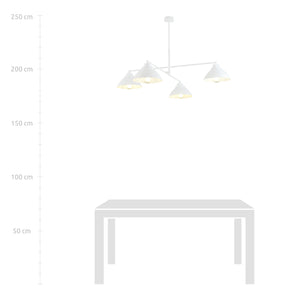 Lampadario Minimal Castore Acciaio Bianco 4 Luci E27 Ip20
