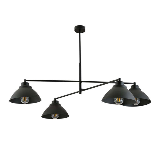Lampadario Minimal Castore Acciaio Nero 4 Luci E27 Ip20