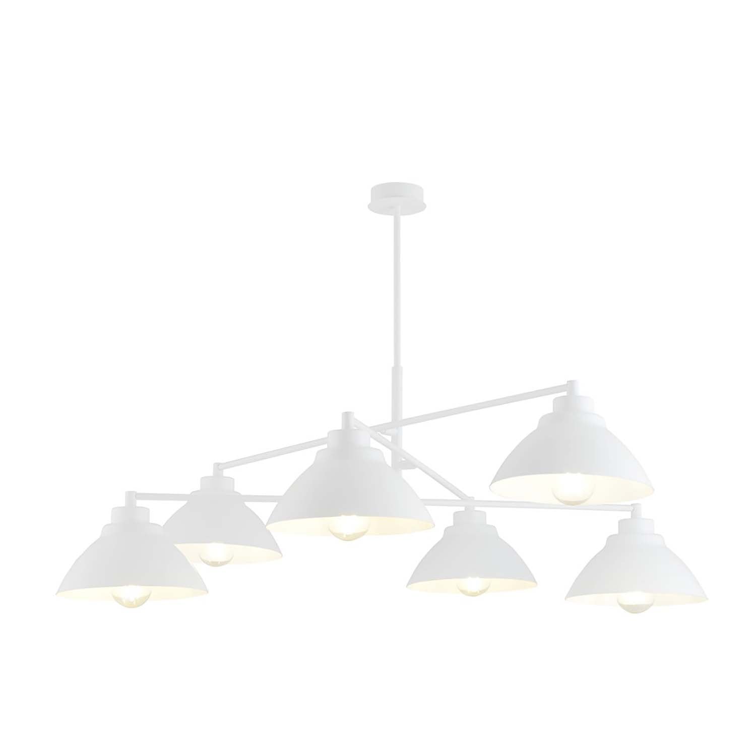 Lampadario Minimal Castore Acciaio Bianco 6 Luci E27 Ip20