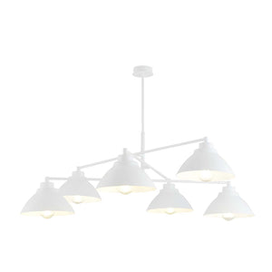 Lampadario Minimal Castore Acciaio Bianco 6 Luci E27 Ip20