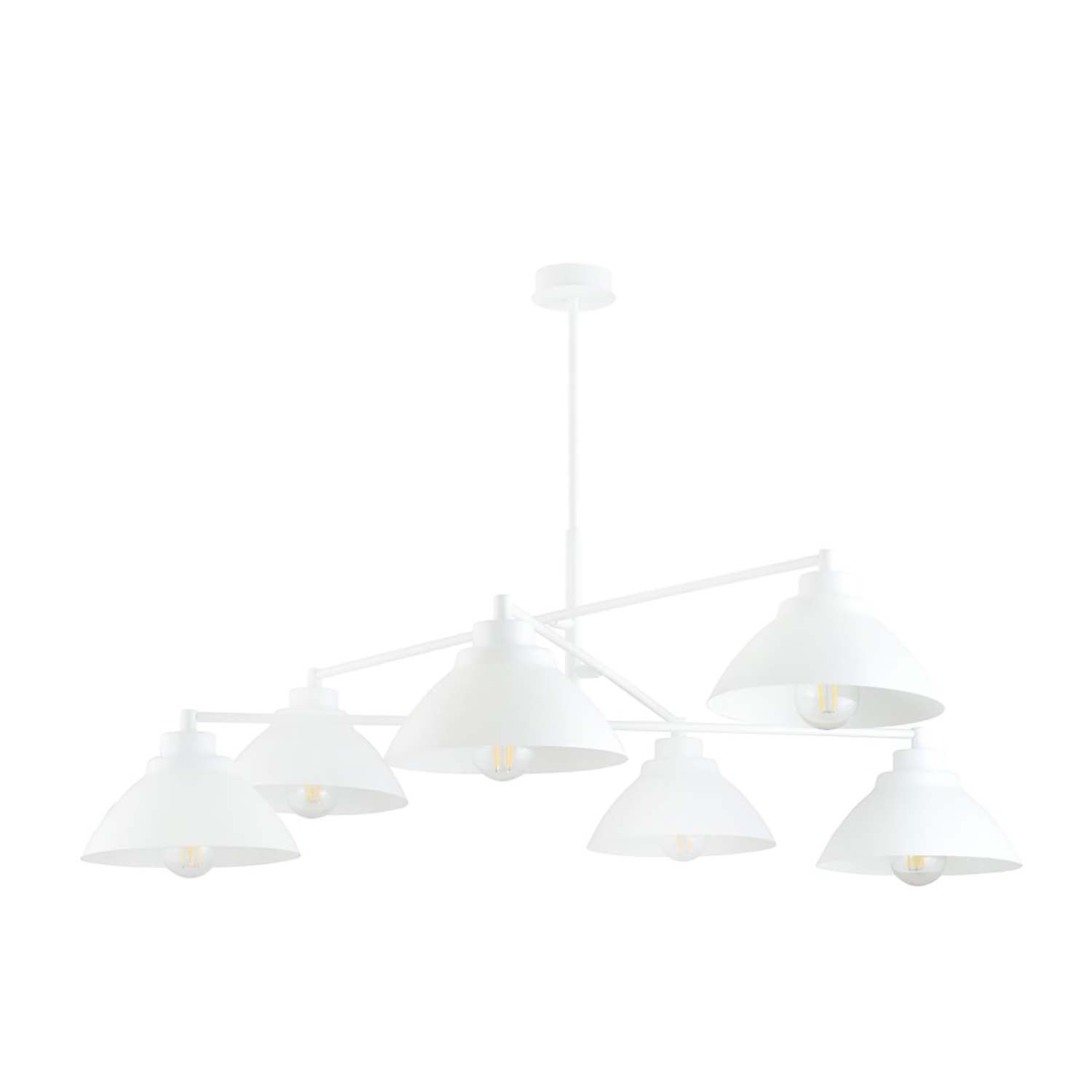Lampadario Minimal Castore Acciaio Bianco 6 Luci E27 Ip20