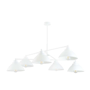 Lampadario Minimal Castore Acciaio Bianco 6 Luci E27 Ip20
