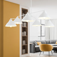 Lampadario Minimal Castore Acciaio Bianco 6 Luci E27 Ip20