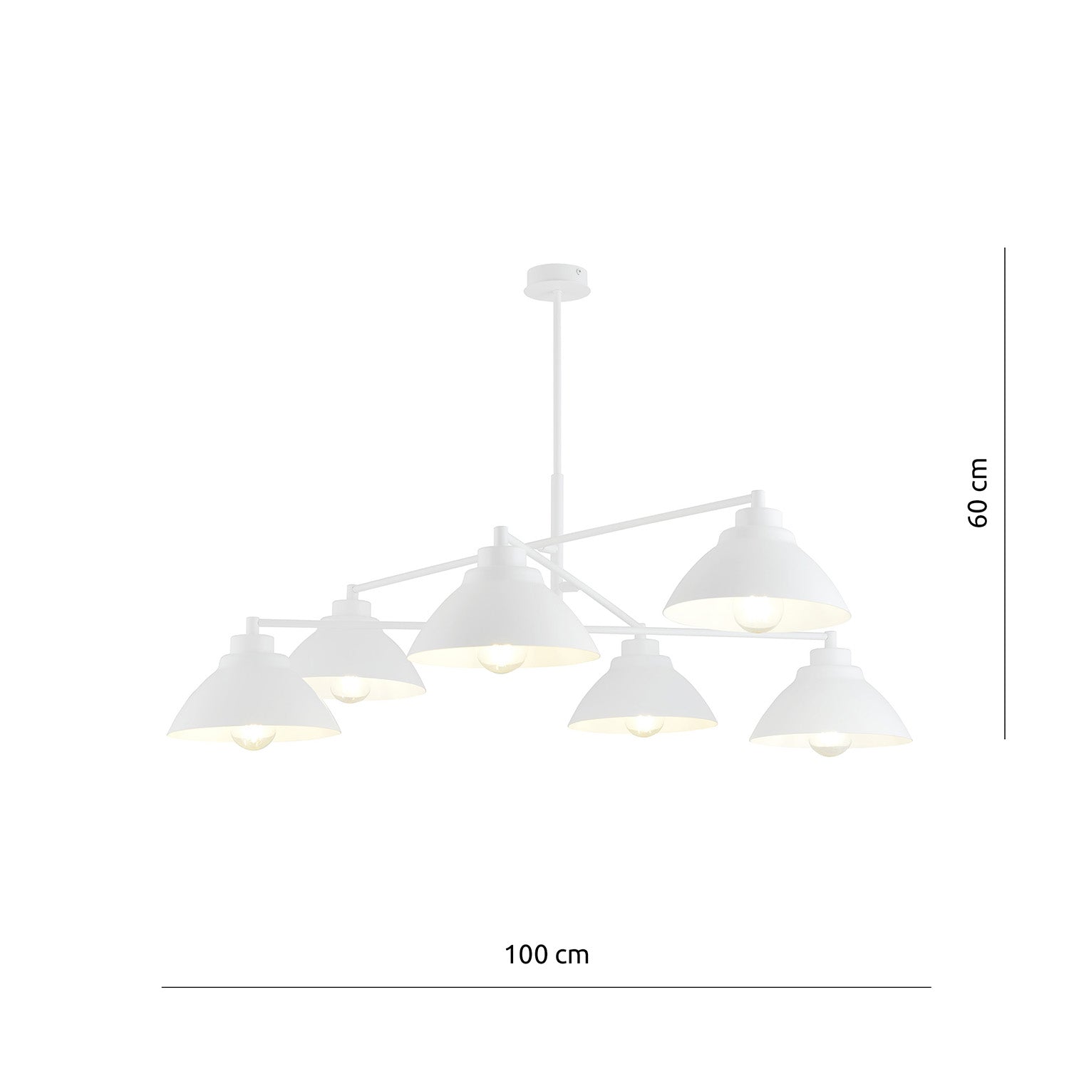 Lampadario Minimal Castore Acciaio Bianco 6 Luci E27 Ip20