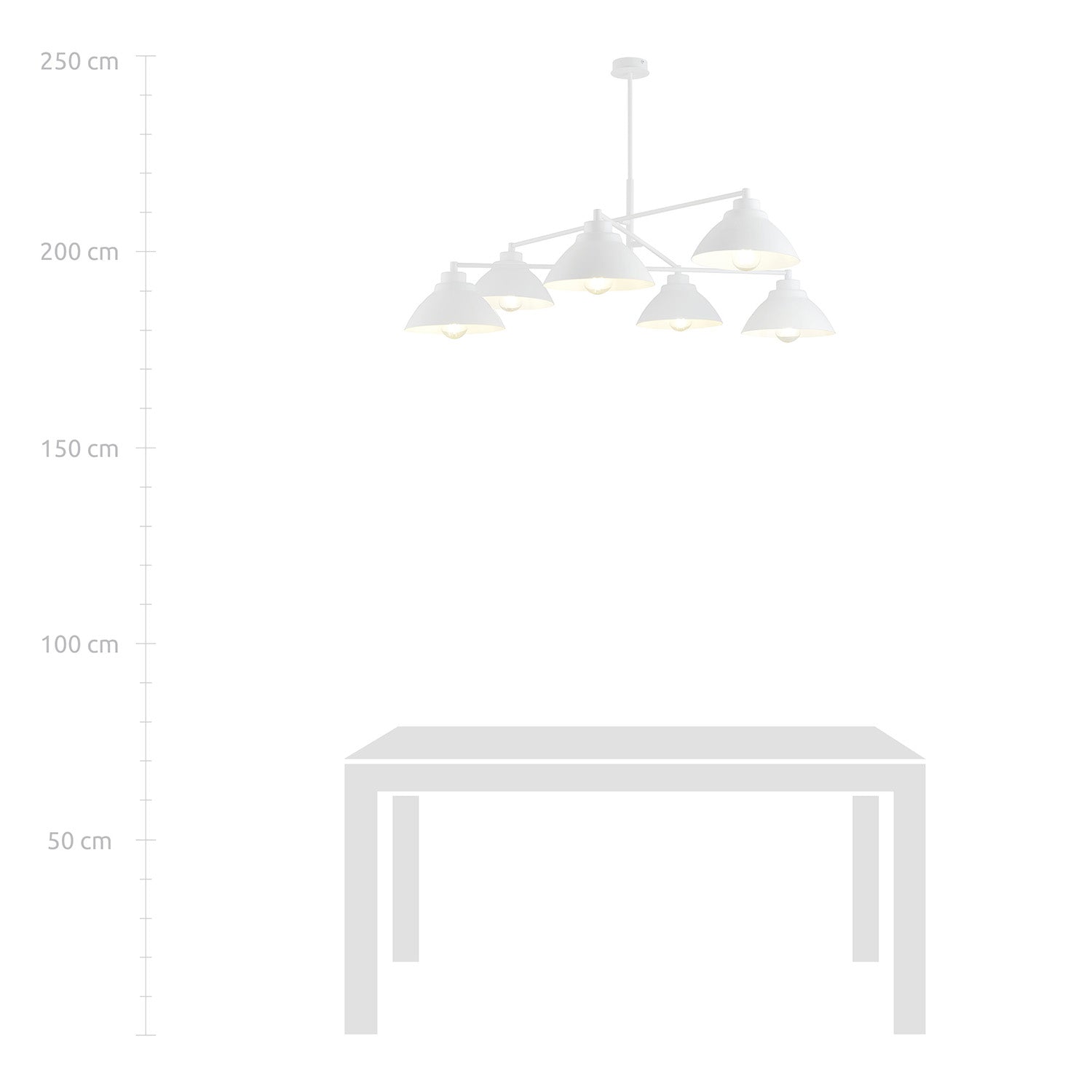 Lampadario Minimal Castore Acciaio Bianco 6 Luci E27 Ip20