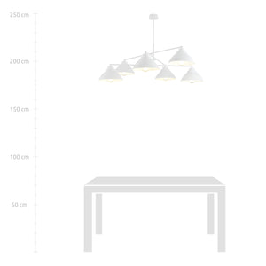 Lampadario Minimal Castore Acciaio Bianco 6 Luci E27 Ip20