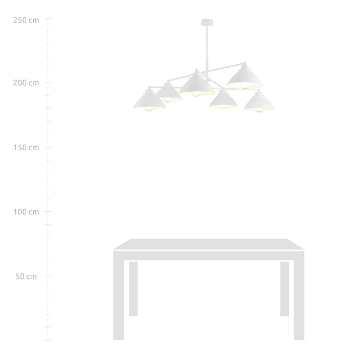 Lampadario Minimal Castore Acciaio Bianco 6 Luci E27 Ip20