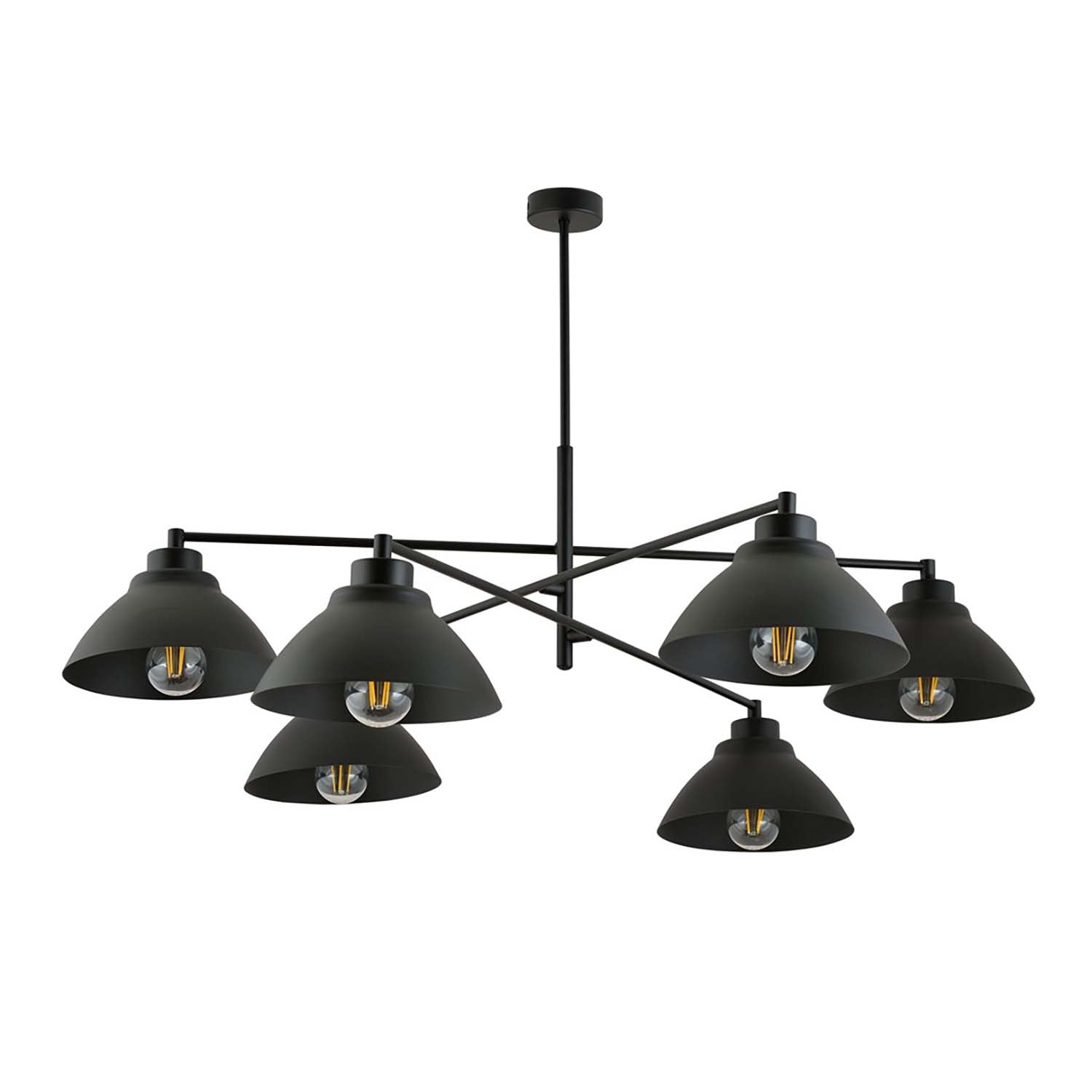 Lampadario Minimal Castore Acciaio Bianco Nero 6 Luci E27 Ip20