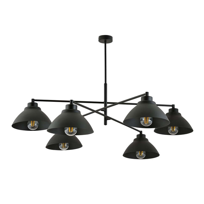 Lampadario Minimal Castore Acciaio Bianco Nero 6 Luci E27 Ip20