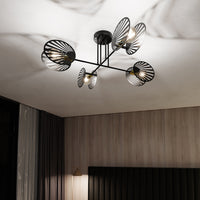 Plafoniera Moderna Patroclo Acciaio Nero 4 Luci E27 Ip20