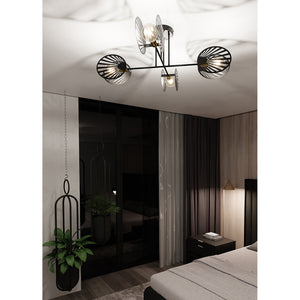 Plafoniera Moderna Patroclo Acciaio Nero 4 Luci E27 Ip20