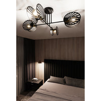 Plafoniera Moderna Patroclo Acciaio Nero 4 Luci E27 Ip20