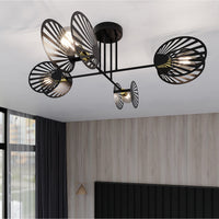 Plafoniera Moderna Patroclo Acciaio Nero 4 Luci E27 Ip20