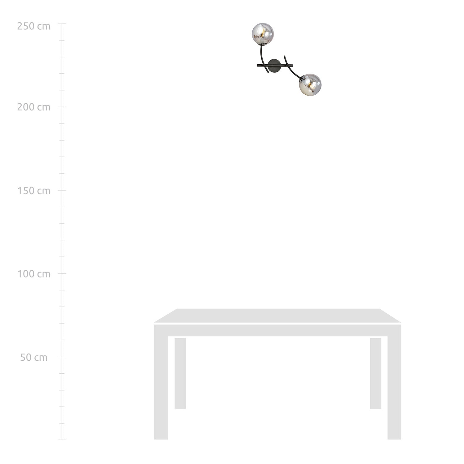 Applique Moderna 2 Luci Oceano In Acciaio Nero Bracci Regolabili E Vetro Fumè