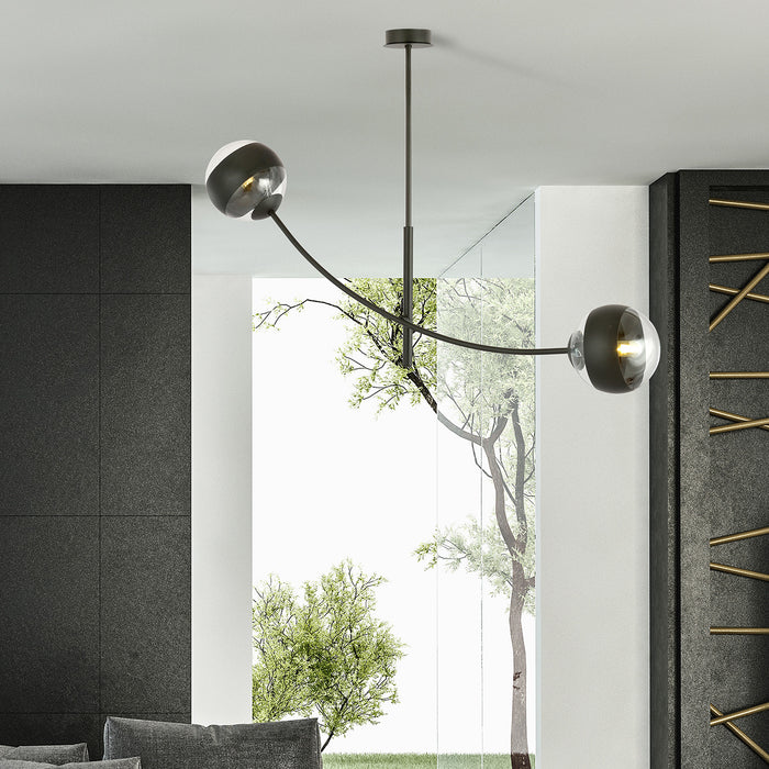 Plafoniera Contemporaneo Oceano Acciaio Nero 2 Luci E14 Ip20