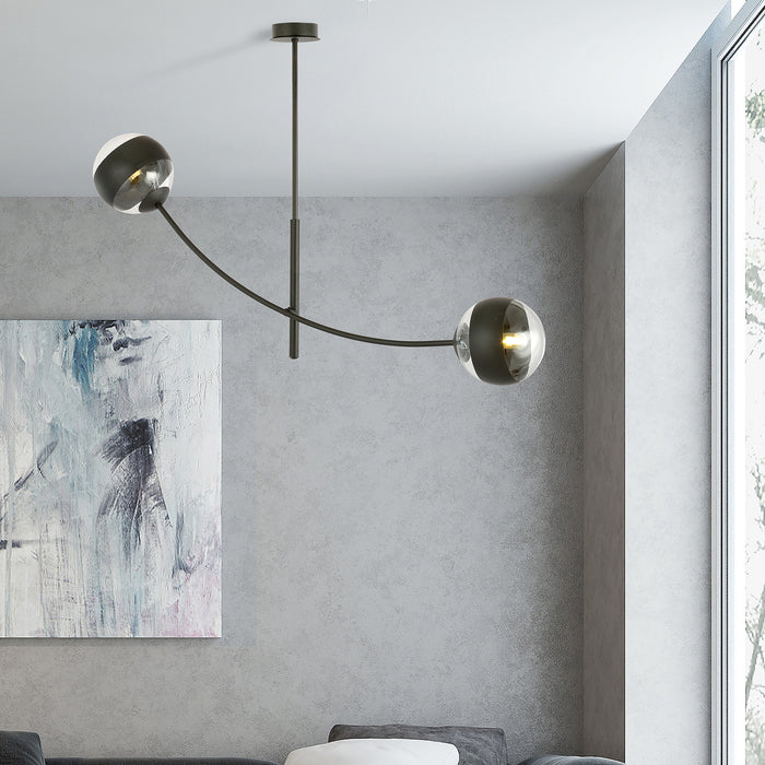 Plafoniera Contemporaneo Oceano Acciaio Nero 2 Luci E14 Ip20