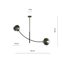 Plafoniera Contemporaneo Oceano Acciaio Nero 2 Luci E14 Ip20