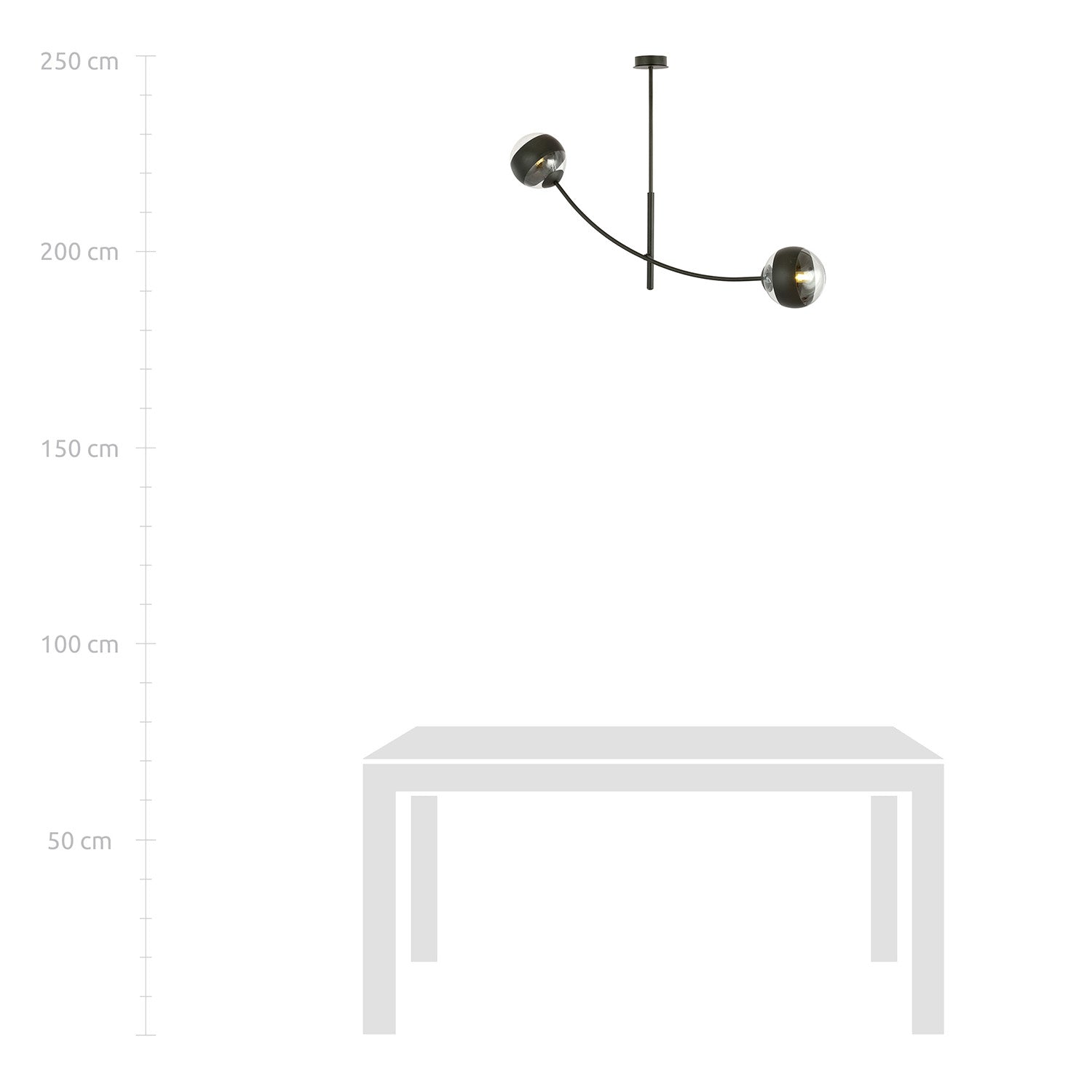 Plafoniera Contemporaneo Oceano Acciaio Nero 2 Luci E14 Ip20