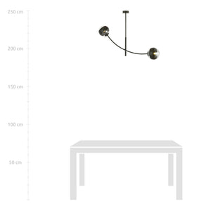 Plafoniera Contemporaneo Oceano Acciaio Nero 2 Luci E14 Ip20