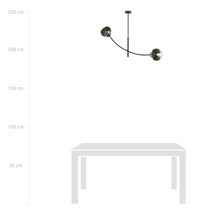 Plafoniera Contemporaneo Oceano Acciaio Nero 2 Luci E14 Ip20