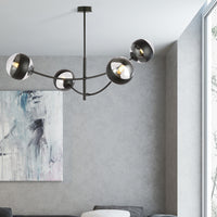 Plafoniera Contemporaneo Oceano Acciaio Nero 4 Luci E14 Ip20